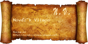 Novák Vilmos névjegykártya